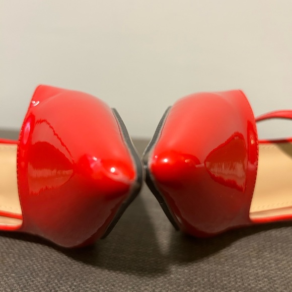 Red Patent Pumps w/ Wrap Around Ankle Strap - Picture 7 of 8